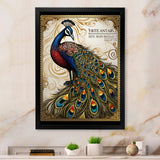 Stamp Illustration Of Glorious Peacock - Peacock Wall Art Prints