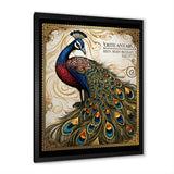 Stamp Illustration Of Glorious Peacock - Peacock Wall Art Prints