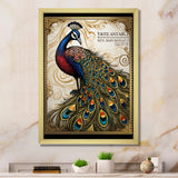 Stamp Illustration Of Glorious Peacock - Peacock Wall Art Prints