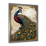 Stamp Illustration Of Glorious Peacock - Peacock Wall Art Prints