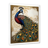 Stamp Illustration Of Glorious Peacock - Peacock Wall Art Prints