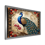 Retro Illustration Of Glorious Blue Peacock - Blue Peacock Wall Art