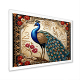 Retro Illustration Of Glorious Blue Peacock - Blue Peacock Wall Art
