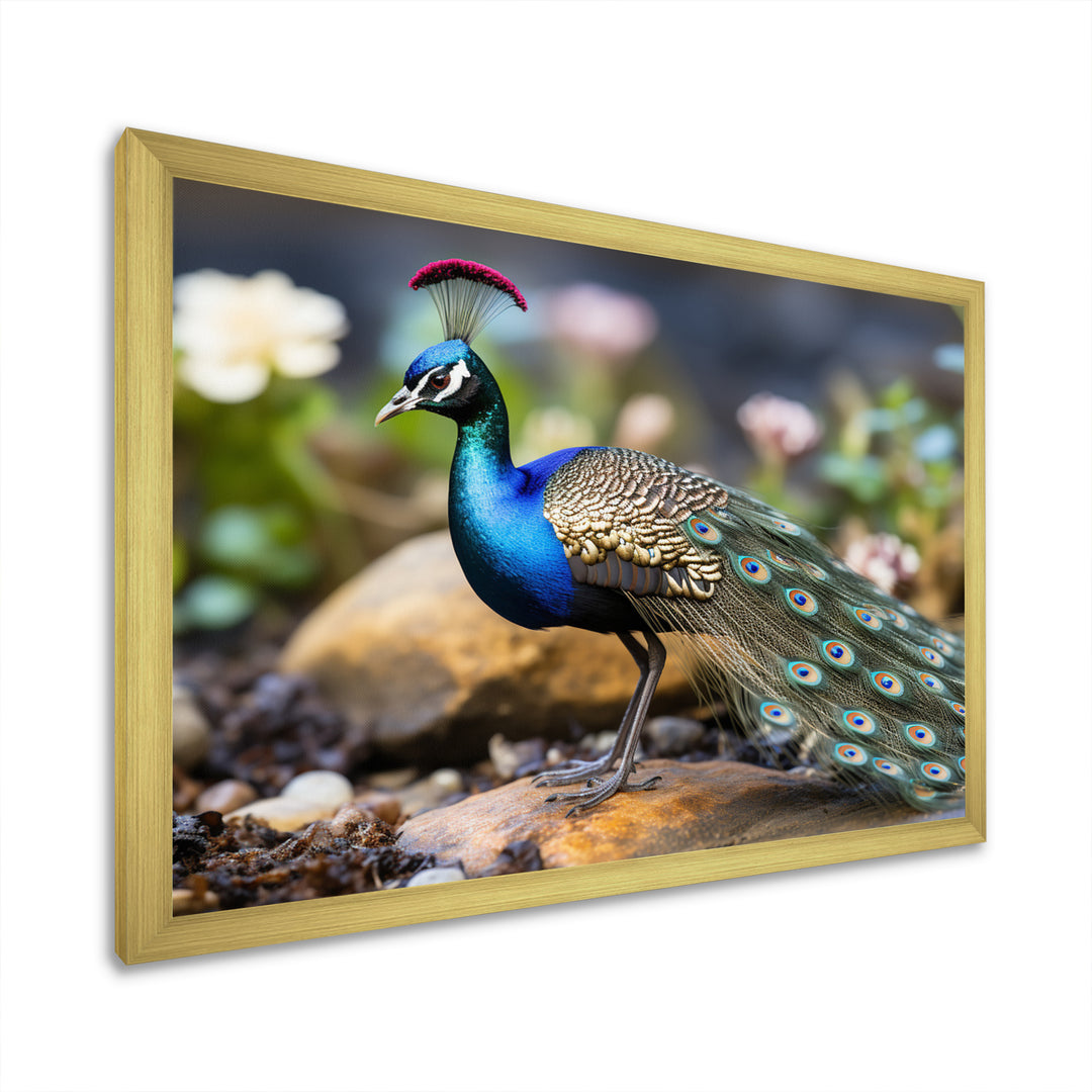 Photography Portrait Of Blue Peacock - Peacock Framed Canvas Art