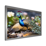 Photography Portrait Of Blue Peacock - Peacock Framed Canvas Art