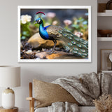 Photography Portrait Of Blue Peacock - Peacock Framed Canvas Art
