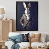 White Rabbit In Fancy Suit - Rabbit Living Room Wall Art