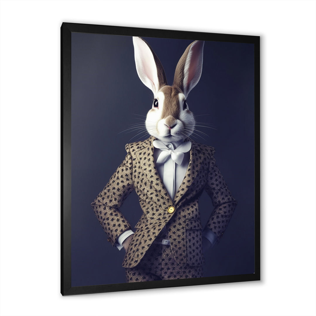 White Rabbit In Fancy Suit - Rabbit Living Room Wall Art