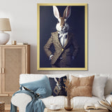 White Rabbit In Fancy Suit - Rabbit Living Room Wall Art