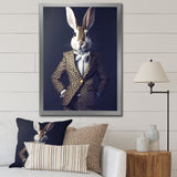 White Rabbit In Fancy Suit - Rabbit Living Room Wall Art