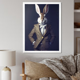 White Rabbit In Fancy Suit - Rabbit Living Room Wall Art