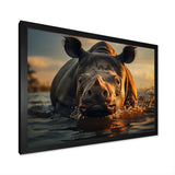 Wild Rhino In The Water Wildlife Photography - Rhino Bedroom Wall Art