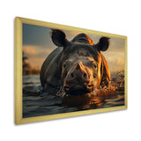 Wild Rhino In The Water Wildlife Photography - Rhino Bedroom Wall Art