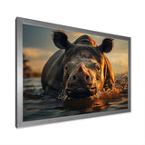 Wild Rhino In The Water Wildlife Photography - Rhino Bedroom Wall Art