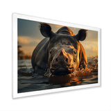 Wild Rhino In The Water Wildlife Photography - Rhino Bedroom Wall Art