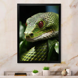 Portrait Of Green Snake Wildlife Photography - Snake Living Room Wall Art