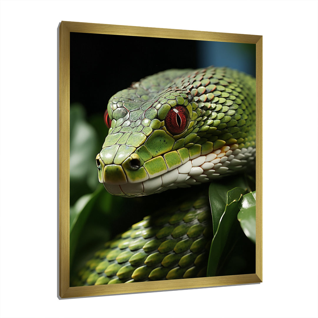 Portrait Of Green Snake Wildlife Photography - Snake Living Room Wall Art
