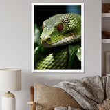Portrait Of Green Snake Wildlife Photography - Snake Living Room Wall Art