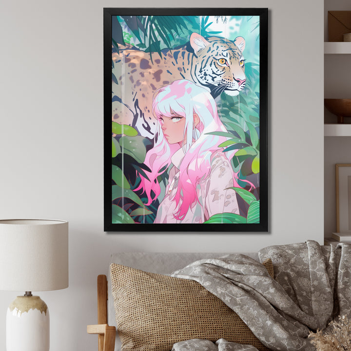 Wild Tiger With Young Girl In The Jungle - Tiger Wall Decor