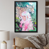 Wild Tiger With Young Girl In The Jungle - Tiger Wall Decor