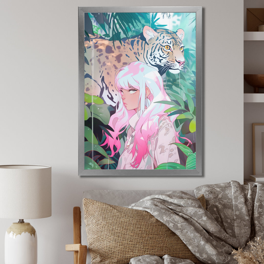 Wild Tiger With Young Girl In The Jungle - Tiger Wall Decor