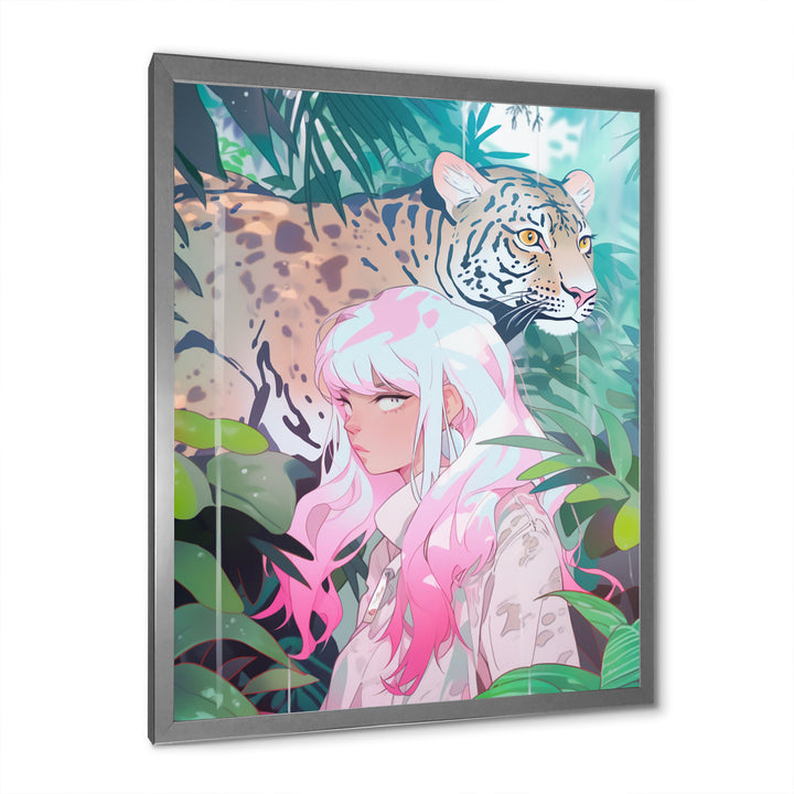 Wild Tiger With Young Girl In The Jungle - Tiger Wall Decor