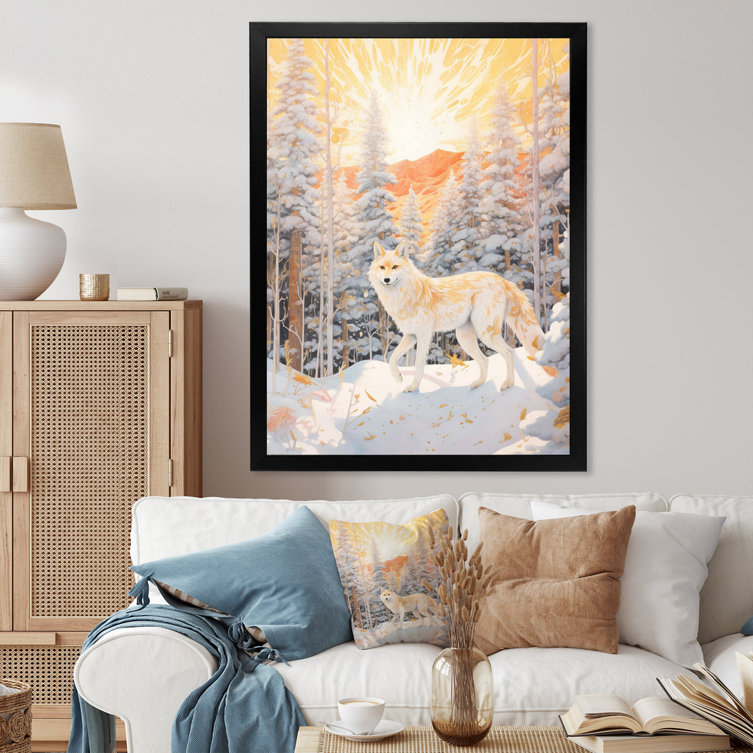 White Wild Wolf In Winter Forest - White Wolf Wall Art