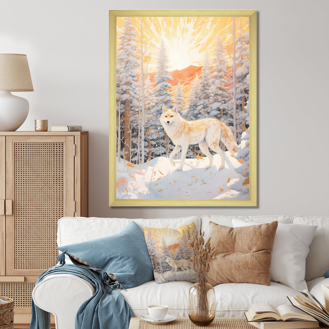 White Wild Wolf In Winter Forest - White Wolf Wall Art