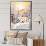 White Wild Wolf In Winter Forest - White Wolf Wall Art