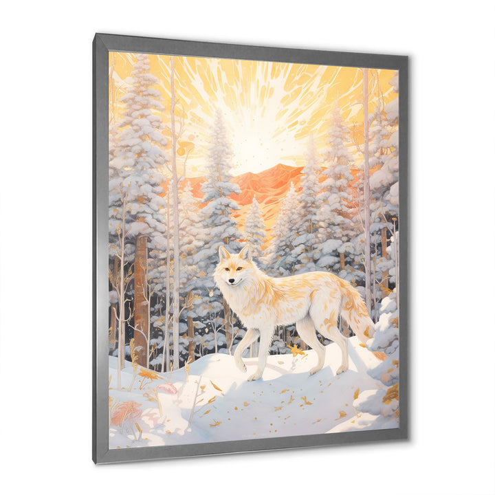 White Wild Wolf In Winter Forest - White Wolf Wall Art
