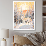 White Wild Wolf In Winter Forest - White Wolf Wall Art