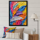 Rough Texture Colorful Feathers Painting - Feathers Large Canvas Wall Art