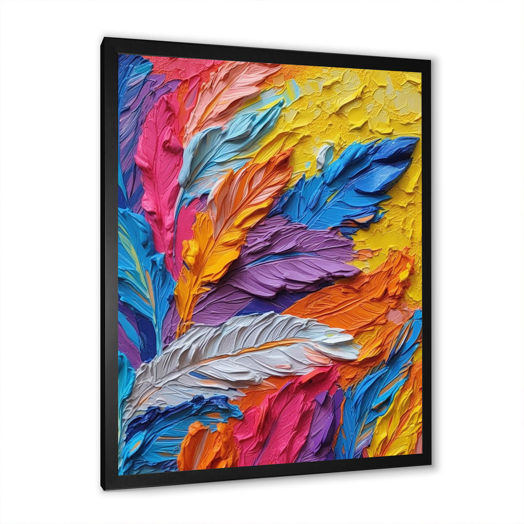 Rough Texture Colorful Feathers Painting - Feathers Large Canvas Wall Art