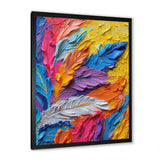 Rough Texture Colorful Feathers Painting - Feathers Large Canvas Wall Art