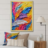 Rough Texture Colorful Feathers Painting - Feathers Large Canvas Wall Art