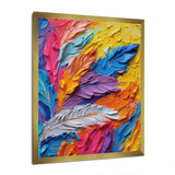 Rough Texture Colorful Feathers Painting - Feathers Large Canvas Wall Art