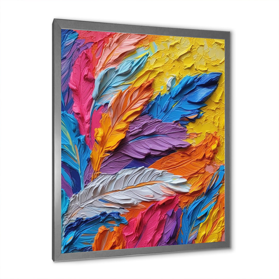 Rough Texture Colorful Feathers Painting - Feathers Large Canvas Wall Art