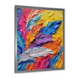 Rough Texture Colorful Feathers Painting - Feathers Large Canvas Wall Art