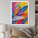 Rough Texture Colorful Feathers Painting - Feathers Large Canvas Wall Art