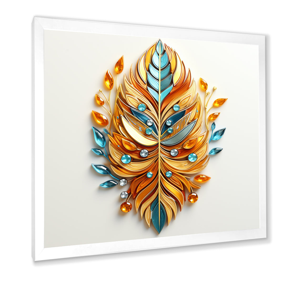 Boho Glam Amber Gold And Turquoise Theater - Feathers Canvas Wall Art