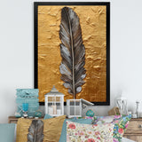 Boho Glam Exquisite Gold Feather Painting - Black Feathers Wall Art