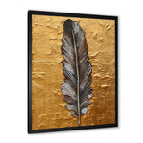 Boho Glam Exquisite Gold Feather Painting - Black Feathers Wall Art