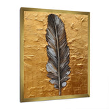 Boho Glam Exquisite Gold Feather Painting - Black Feathers Wall Art