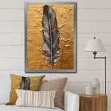 Boho Glam Exquisite Gold Feather Painting - Black Feathers Wall Art