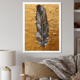 Boho Glam Exquisite Gold Feather Painting - Black Feathers Wall Art