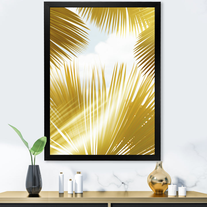 Tropical Golden Palm Leaves - Feathers Home Decor Art