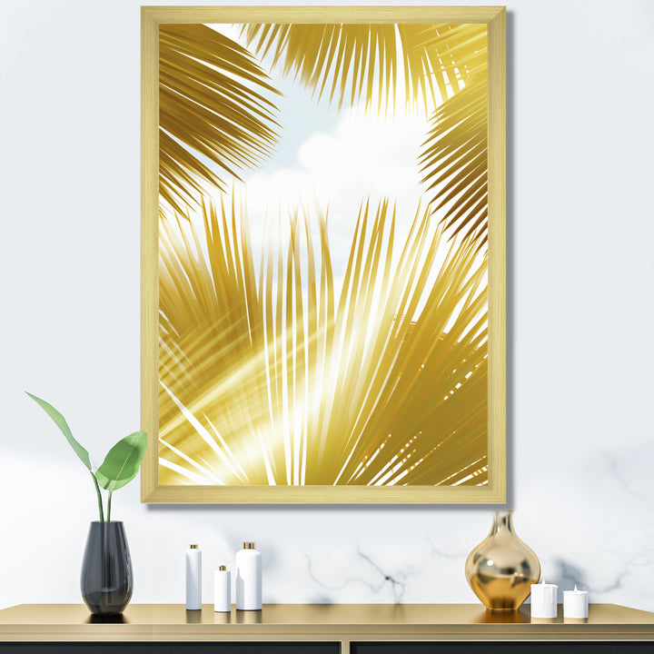 Tropical Golden Palm Leaves - Feathers Home Decor Art