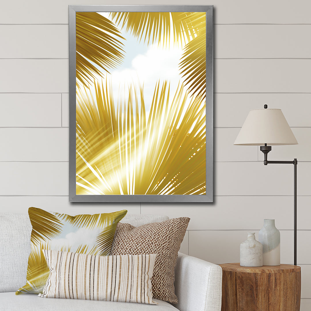 Tropical Golden Palm Leaves - Feathers Home Decor Art