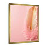 Boho Glam Gold and Pink Feather Elegance - Feathers Living Room Wall Art