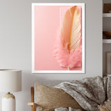 Boho Glam Gold and Pink Feather Elegance - Feathers Living Room Wall Art